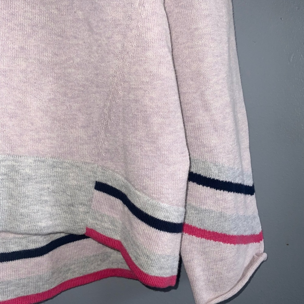 Lisa Todd V-Neck Lavender Cotton Casual Hi-Lo Sweater Stripe Contrast M - Picture 6 of 11